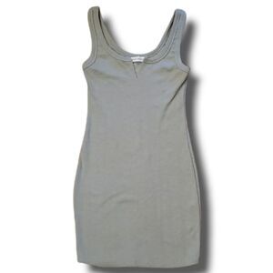 Blanc De Blanc‎ Womens Ribbed V-Cut Grey Bodycon Dress Size Medium